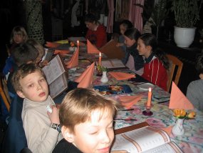 Pizzaessen der Klasse 5a