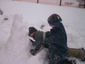 Die Klasse 5a am Fachtag 2003 im Wintersportgebiet